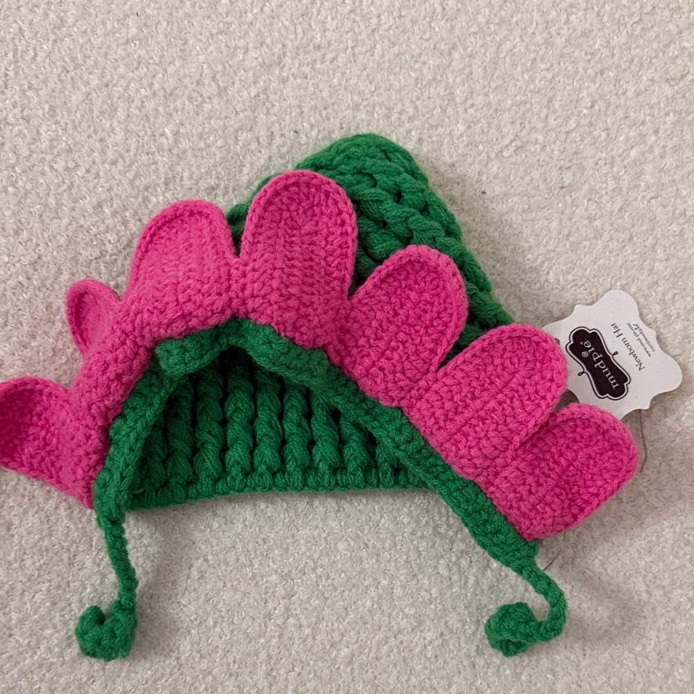 Mud Pie Green and Pink flower beanie